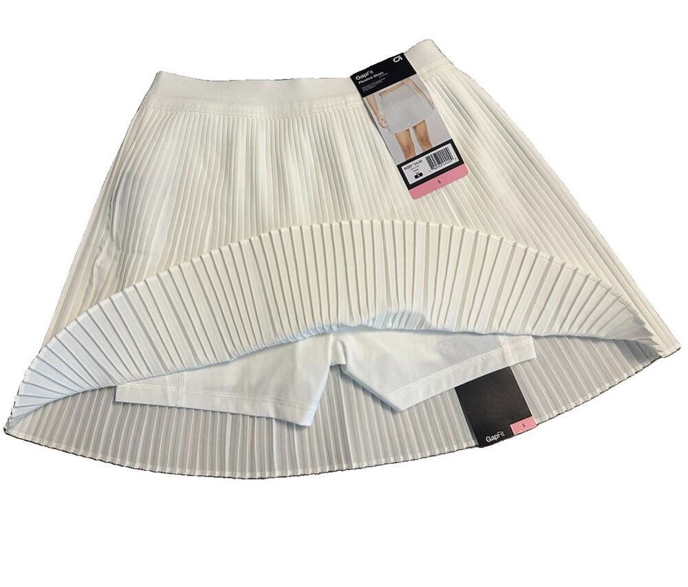 NWT Gap Fit Pleated Skort Skirt Shorts Women Size Small White Active Wear Tennis